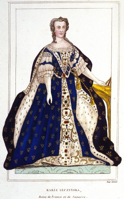 フランス王妃マリー・レクザンスカ（1703-1768）の肖像（Leczinska; Lescszinka; Leszinka）.1830年のエングレーヴィング。 作： Unknown artist