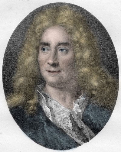 イギリスの俳優・劇作家、ミシェル・ボイロン（ミシェル・バロン）の肖像（1653年～1729年） - エングレービング 作： Unknown artist