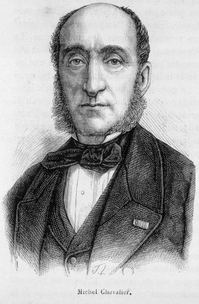 フランスの政治家・経済学者であるミシェル・シュヴァリエ（1806-1879）の肖像。 作： Unknown artist