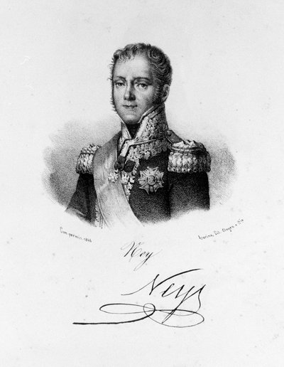フランスの元帥、エルチンゲン公爵、モスコヴァ公爵（1769 - 1815）ミシェル・ネイの肖像。19世紀のエングレーヴィング。 作： Unknown artist