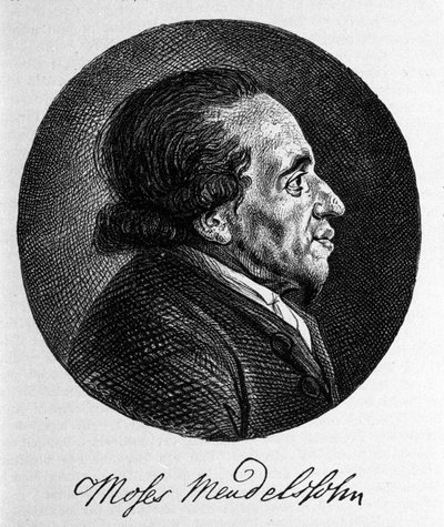 哲学者であり、近代ユダヤ教の真の創始者であるモーゼ（Moses）・メンデルスゾーン（1729 - 1786）の肖像。音楽家フェリックス・メンデルスゾーンの祖父。 作： Unknown artist