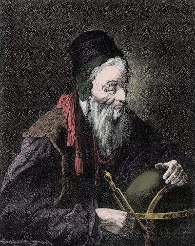 ノストラダムスの肖像、ミシェル・ド・ノートルダム（1503-1566） フランスの占星術師、医師 - 19世紀のエングレービング 作： Unknown artist