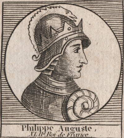 フィリップ・アウグスト2世（1165-1223）の肖像 - フィリップ・アウグスト2世（1165-1223）フランス王 - シャルル・コンスタント・ル・テリエの「フランス史に関する教本」1821年版からのエングレービング 作： Unknown artist