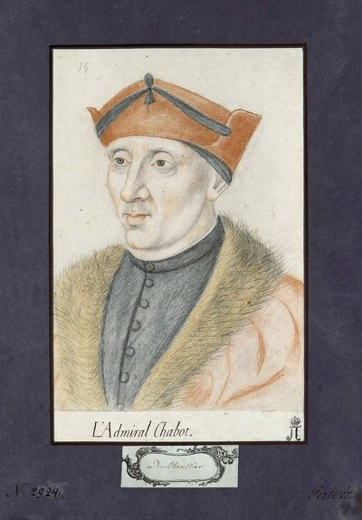 フランスの提督フィリップ・ドゥ・シャボ（1492-1543）の肖像、匿名。紙に色鉛筆、サイズ：28x19、1530年頃、サンクトペテルブルク、国立エルミタージュ美術館 作： Unknown artist