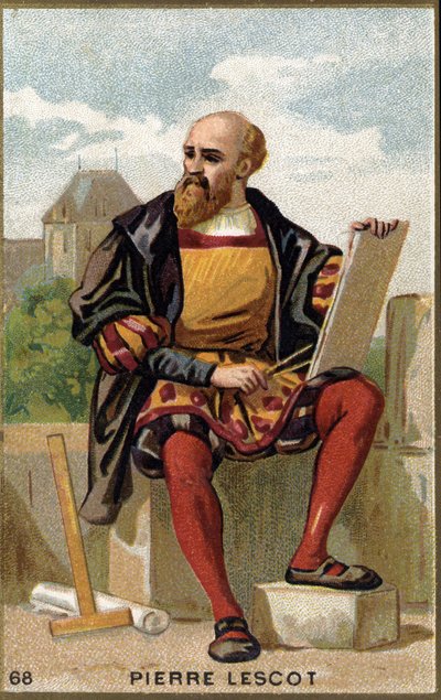 Pierre Lescot (1515 - 1578) フランスの建築家・画家の肖像。19世紀のクロモリトグラフ。 作： Unknown artist