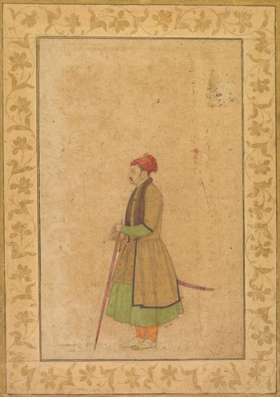 琥珀のラジャ ラム シン (r. 1667-1688) とデカン ソード (直筆) の肖像 作： Unknown artist