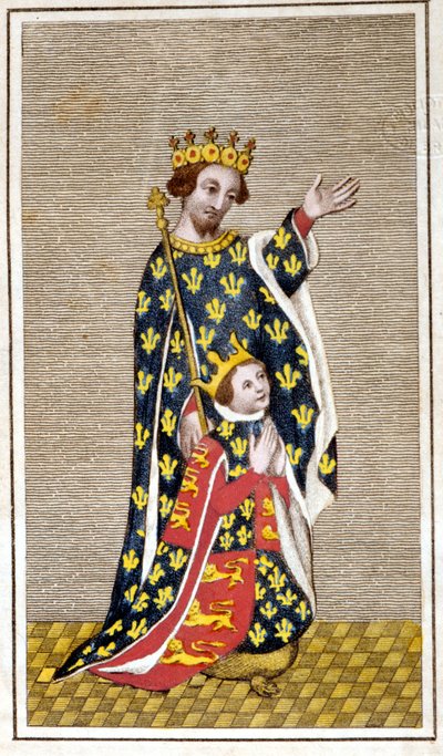 リチャード3世（1452年〜1485年）の子供と父リチャード・オブ・ヨークの肖像。18世紀末のエングレーヴィング。ミラノ、ブレラ図書館蔵。 作： Unknown artist