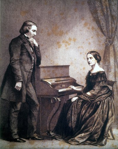 ドイツの作曲家ロベルト・シューマン（1810〜1856）とドイツのピアニスト、クララ・シューマン（1819〜1896）の肖像。 作： Unknown artist