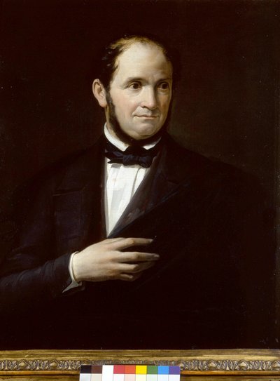 サヴェリオ・メルカダンテ（1795-1870）の肖像（イタリアの作曲家、無名の絵画）。ミラノ、スカラ座博物館 作： Unknown artist