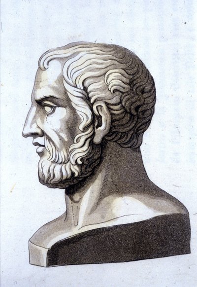 ギリシャの哲学者テオフラステ（紀元前372年～紀元前287年）の肖像。 作： Unknown artist