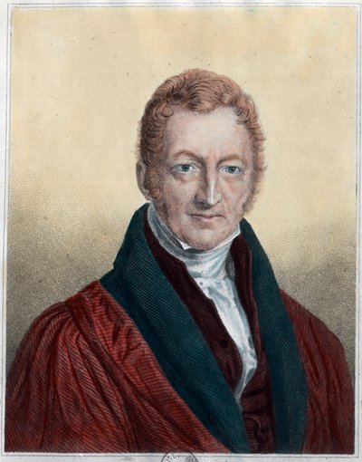 トーマス・マルサス（1766 - 1834）の肖像。19世紀のエングレーヴィング。個人蔵。 作： Unknown artist