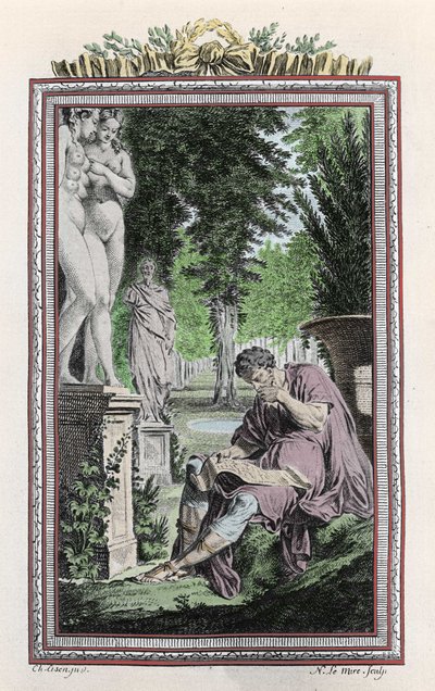 ティトゥス・ルクレティウス・カルス（ルクレイス）の肖像 『De Rerum natura』に登場するローマの哲学者・詩人 18世紀のエングレーヴィング。 作： Unknown artist