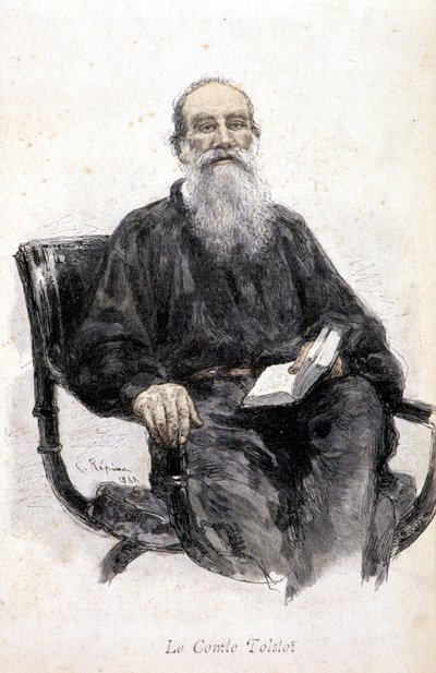 トルストイの肖像、1888年のエングレーヴィング。 作： Unknown artist