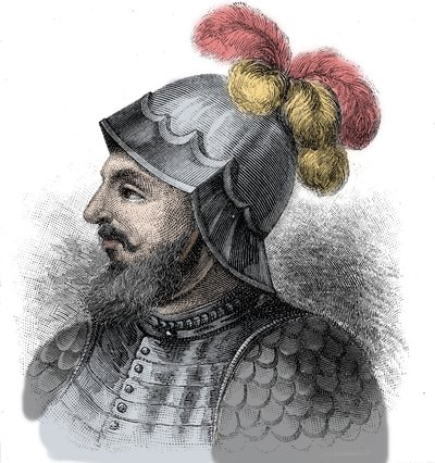 スペインの征服者ヴァスコ・ヌニェス・デ・バルボア（1475-1517）の肖像 - エングレーヴィング 19世紀 作： Unknown artist