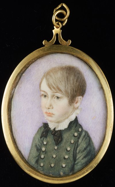 以前はホレイショ・ネルソンと考えられていた少年の肖像 1810年頃 （水彩、象牙、紙） 作： Unknown artist