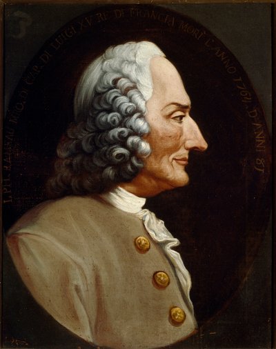 フランスの作曲家ジャン・フィリップ（Jean-Philippe）・ラモー（1683-1764）の肖像 18世紀の無名の絵画。ボローニャ市民博物館 ビブリオグラフィコ・ミュージカル 作： Unknown artist
