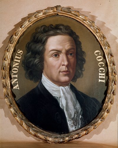 イタリアの医師であり作家であるアントニオ・コッキ（1695-1758）の肖像 無名の絵画。18世紀 フィレンツェ、デッリ・ストゥディ大学 作： Unknown artist
