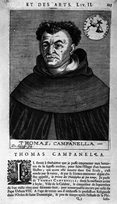 イタリアの哲学者、トンマーゾ・カンパネラ（1568-1639）の肖像。 作： Unknown artist