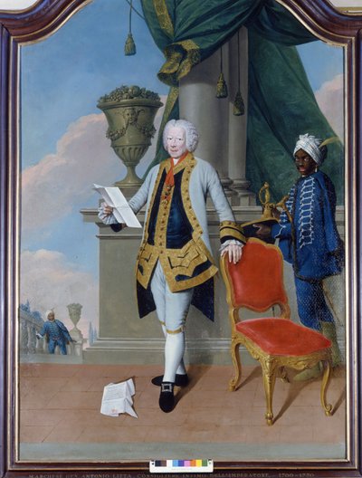 皇帝の親密なアドバイザーであったアントニオ・リッタ侯爵（1700 - 1770）の肖像。匿名の絵画。プライベート・コレクションミラノ 作： Unknown artist