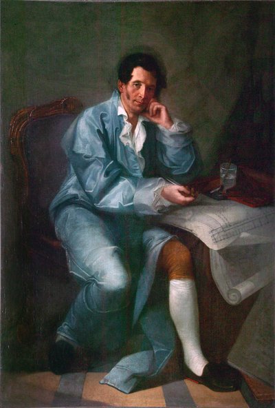 建築家ジャン＝バティスト (ジャン・バティスト) の肖像 Vallin de la Mothe (1729-1800) peinture anonyme - Museum of Fine Arts Academy、サンクトペテルブルク 作： Unknown artist