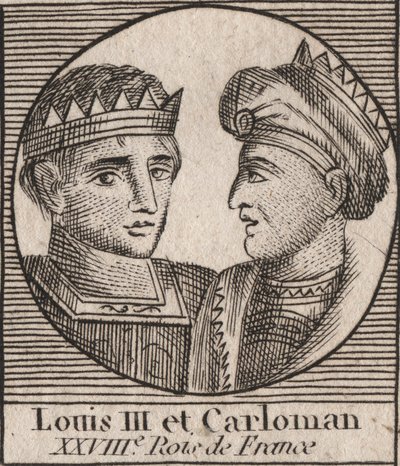 ルイ3世（863/65-882）879年から882年のフランク王国の王とカルロマン2世（866-884）879年から884年のフランク王国の王の肖像 - 西フランシアの王ルイ2世と西フランシアの王カルロマン2世 - 「Instruction sur l