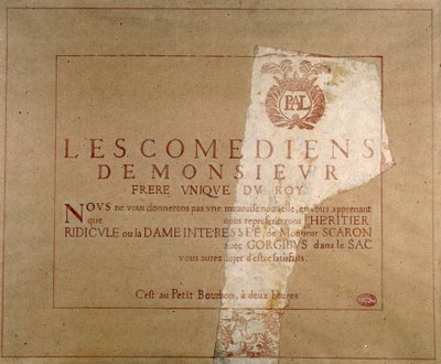 1659年から1660年頃、パリのプティブルボンでポール・スカロンの「L
