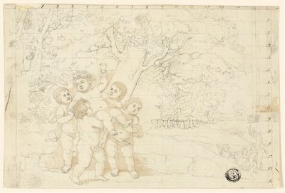 若いバッカスを運ぶプッティ 作： Unknown artist