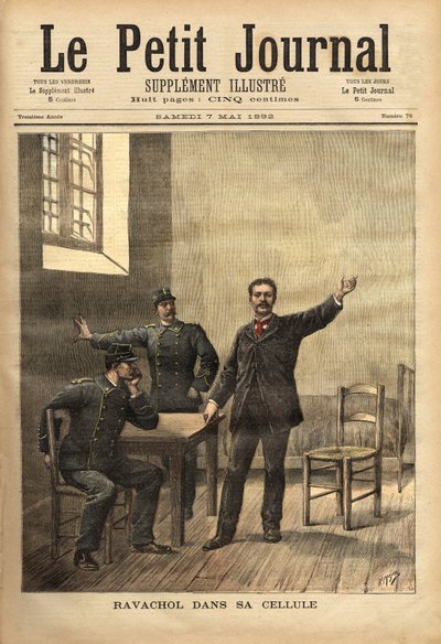 4月26日に行われた聴聞会の後、独房にいるラバチョル（1859-1892、フランソワ・クラウディウス・ケーニヒスベルク）。 作： Unknown artist