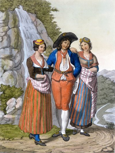 衣服を身につけたヴォード人の表現。1820年頃 作： Unknown artist