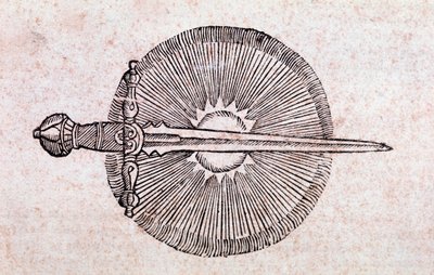 天を突く剣のような彗星の表現（エングレーヴィング 作： Unknown artist