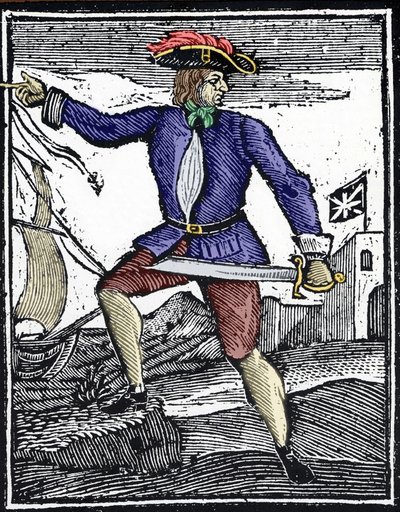 1718年から1719年頃に活躍した海賊ハウエル・デイビスを表現したもの。 作： Unknown artist
