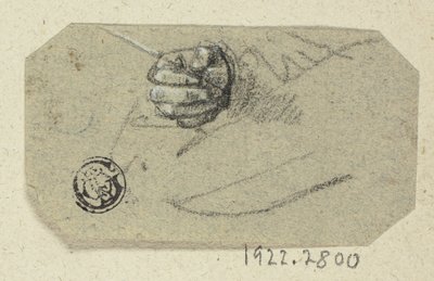 製図用具を持つ右手 作： Unknown artist