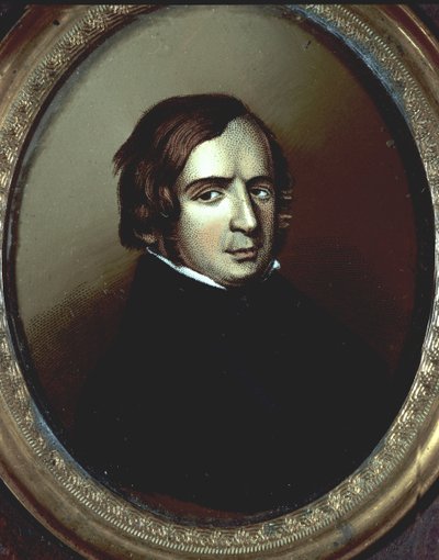 Risorgimento（リソルジメント）。"政治家、イタリアの哲学者ヴィンチェンツォ・ジョベルティ（1801-1852）の肖像"。無名の象牙にミニチュア。ミラノ リソルジメント美術館 作： Unknown artist