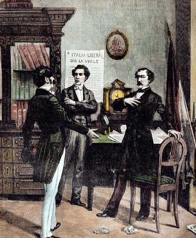 リソルジメント。ミラノの5日間（Cinque giornate di Milano）（1848年3月18日〜22日）：これは1848年の革命（第一次イタリア独立戦争の一部）の最初のエピソードの一つで、ミラノの人々が反乱を起こしたことを示している。 作： Unknown artist