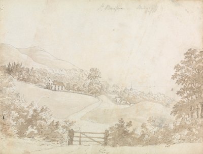 家のある田園風景、ワイト島 作： Unknown artist