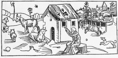 サン・マリナスVoragineのJacobus（James）（1228-1298）による「Leben der Heiligen - sommerteil」（聖人の書）からのエングレーヴィング。Lubeck 1488年。 作： Unknown artist