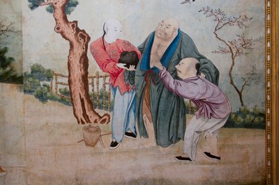 中国の日常風景、中国風壁紙の細部、中国風キャビネット、狩猟住居、フィリッポ・フヴァラ（1678-1736）作、イタリア・ピエモンテ州ストゥピニージ市 作： Unknown artist