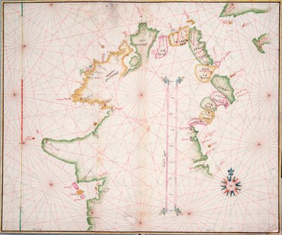 アイルランド北岸海図 1600年頃 （紙、リネン） 作： Unknown artist