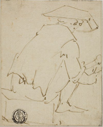 後ろから見た座っている男 作： Unknown artist