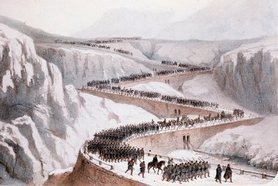第二次イタリア独立戦争：1859年4月29日のフランス軍によるモンセニージョ通過（プリント 作： Unknown artist