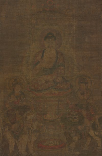 釈迦三尊：文殊菩薩と釈迦如来 作： Unknown artist
