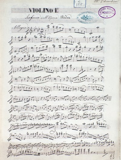 ルイジ・ケルビーニ作曲のオペラ「メデア」の第1ヴァイオリン用の楽譜です。 作： Unknown artist