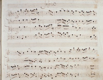 ジュゼッペ・アルドロヴァンディーニのオペラ「ミトリデート」の楽譜ページ（1706年 作： Unknown artist