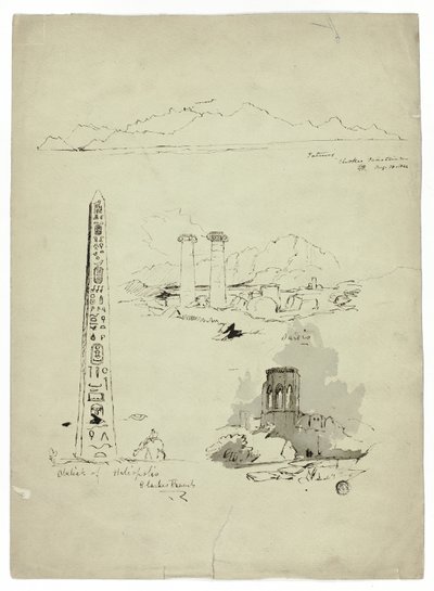 パトモス島、サルディス、ヘリオポリスのオベリスクのスケッチ 作： Unknown artist