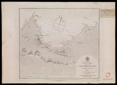 南米、チリ沿岸-バルパライソ湾、HMS「ビーグル号」の士官たちによる1835年 作： Unknown artist