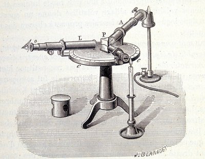 ブンゼンとキルヒャフの分光器 - Emile Desbeauxの "Physique populaire "に掲載、Flammarion社 作： Unknown artist