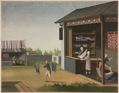 布を紡ぐ, 茶葉を準備する, 絹を準備する 作： Unknown artist