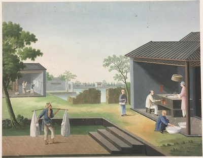 布を紡ぐ, 茶葉を準備する, 絹を準備する 作： Unknown artist
