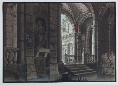舞台デザイン、アンティーク遺跡、インテリア 作： Unknown artist