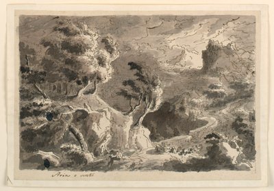 舞台美術、丘陵風景 作： Unknown artist